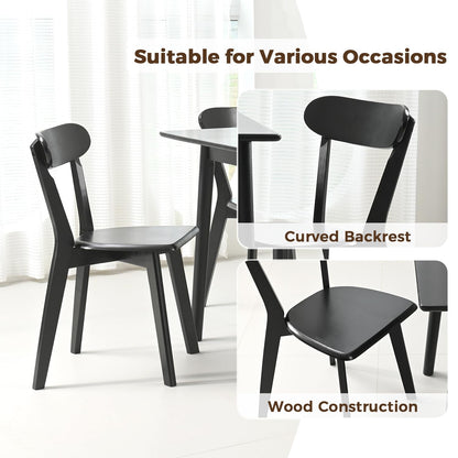 DELAVIN Soild Wood Dining Chairs Set of 4, Farmhouse Oak Wood Kitchen Chairs, Mid Century Modern Dining Room Chairs, Stackable Dining Chairs, Black - WoodArtSupply