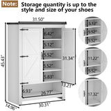 Loomie Shoe Cabinet with Doors, 7-Tier 28 Pair Shoe Cabinet Storage for Entryway, Hidden Narrow Shoe Cabinets with Adjustable Shelves, Slim Thin Shoe Rack Organizer for Hallway, Living Room, White Loomie
