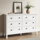 LYNSOM White Dresser for Bedroom, Modern 6 Drawer Double Dresser with Deep Drawer and Metal Handle, Wood Dressers & Chests of Drawers for Hallway, Entryway LYNSOM