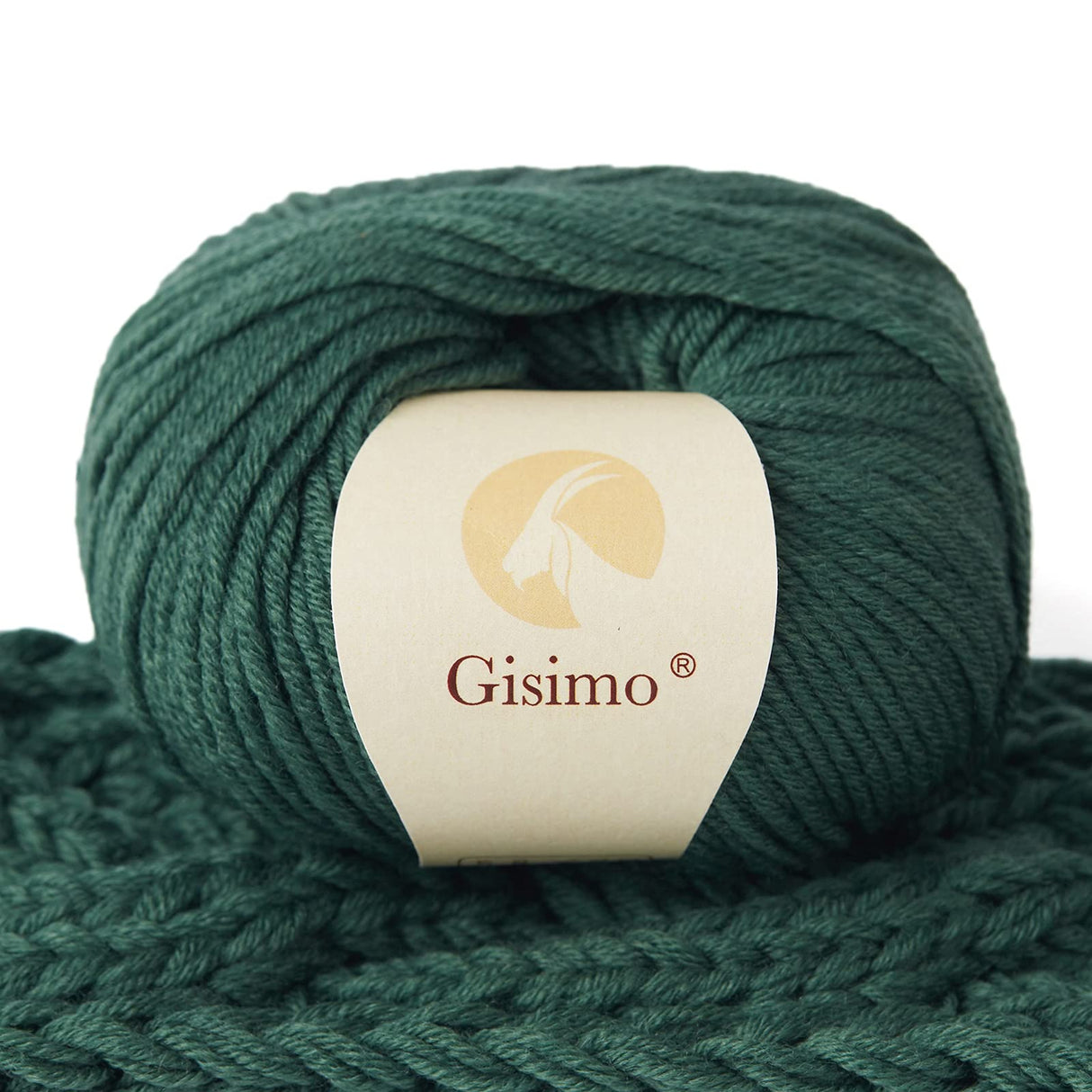 GISIMO 100% Merino Wool Yarn, 6-Ply Luxurious and Soft Yarn for Hand Knitting & Crocheting, 1.76 OZ/50g, 127 yds/116 Meters (Green, 1 Ball) Gisimo