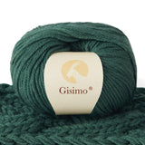 GISIMO 100% Merino Wool Yarn, 6-Ply Luxurious and Soft Yarn for Hand Knitting & Crocheting, 1.76 OZ/50g, 127 yds/116 Meters (Green, 1 Ball) Gisimo