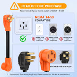 Nilight EV Dryer Charger Adapter Cord 50 Amp to 30 Amp 4 Prong Pure Copper 125V/250V Outlet to EV Dryer Plug Conversion Heavy Duty 10 Gauge Wire 14-50P to 14-30R 50M/30F Nilight