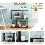 Tangkula Geometric 2-Tier Bookshelf - Stylish Open Storage Shelf for Home and Office Tangkula