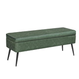 VASAGLE EKHO Collection - Storage Ottoman Bench, Entryway Bedroom Bench, 15 Gallons, Synthetic Leather with Stitching, Mid-Century Modern, Safety Hinges, Loads 660 lb, Forest Green ULOM074C01 VASAGLE