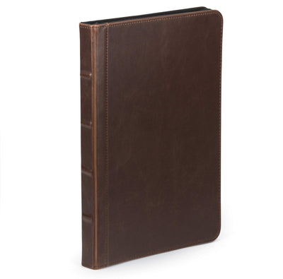 Samsill Vintage Portfolio/Zipper Faux Leather Portfolio, Book Style Hardback Design, Business & Interview Padfolio Organizer, 8.5 x 11 Writing Pad, Dark Brown