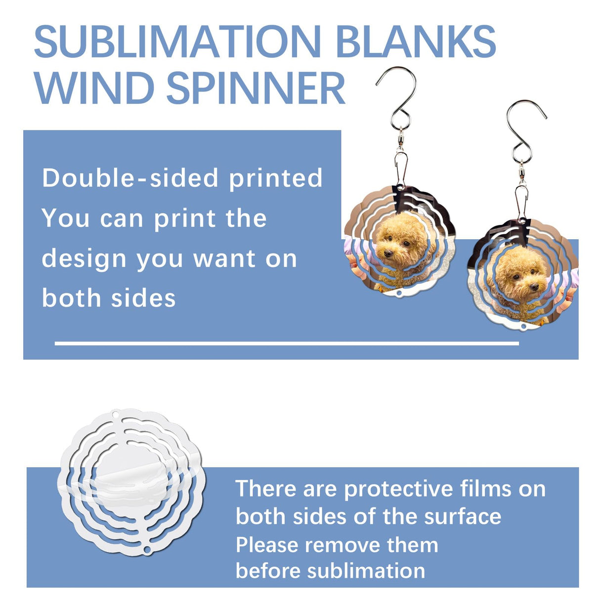 20 Pcs Sublimation Wind Spinner Blanks 3 Inch Bulk Aluminum Metal Ornaments Sublimation Blanks Products Heat Transfer Outdoor Garden Christmas Trees Decoration Sublimation Blank Wind Spinners LaiHiulaan