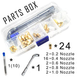 XIFOWE MK8 Nozzles 24 pcs 3D Printer Extruders Brass Nozzles 0.2mm, 0.4mm,0.6mm, 0.8mm, 1.0mm CR-10 Nozzle with DIY Tools and Metal Storage Box for CR-8 / CR-10 / Ender 3 / Ender 3S / 5/6 and so on… XIFOWE