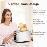 Mecity 2 Slice Toaster Touch Screen 1.5" Wide Slot, Stainless Steel Smart Bread Toaster for Bagel Muffin Waffle Gluten Free Breads, Timer, Defrost, Reheat, 120V 825W Mecity