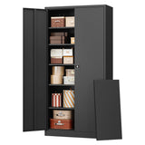 RAVIGIN Metal Garage Storage Cabinet with Lock, 71" Locking Tool Cabinet with 2 Doors and 5 Adjustable Shelves, Tall Steel Cabinet Garage for Home,Office,Warehouse，School (Black) RAVIGIN