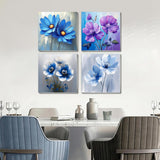 4 Pack Paint by Numbers Kit for Adults Kids, Easy Framed Adults Paint by Numbers Kits, DIY Simple Flowers Acrylic Oil Painting Number Kits for Home Wall Decor (8 x 8 Inch) Fotasmua