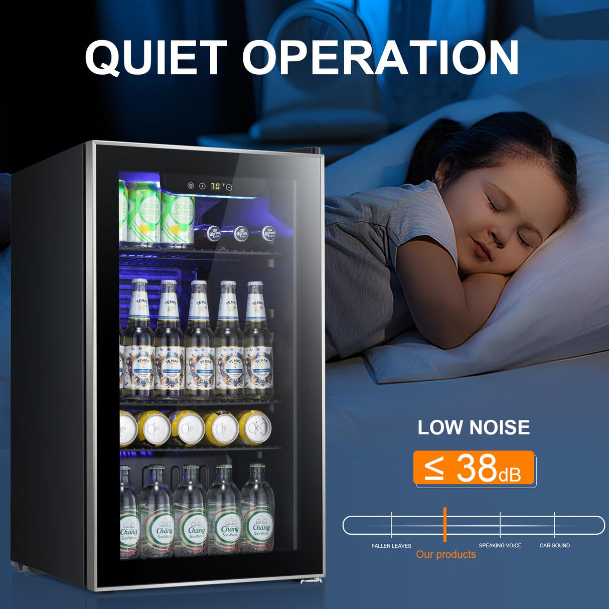 Antarctic Star Beverage Refrigerator -120 Can Mini Fridge for Soda Beer or Wine,Small Drink Dispenser, For Office or Bar with Adjustable Removable Shelves，Convertible Door ，3.2 Cu.Ft Antarctic Star