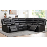 EBELLO Faux Leather L-Shaped Reclining Sectional Sofa Couch, Manual Recliner Sofa, with Cup Holders, Storage Space, a Convertible Backrest 5 Seats Home Furniture Set for Living Room, Black EBELLO