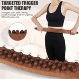 KintKita Body Gua Sha Wood Stick Massage Tool,24 Inch Wood Therapy Massage Tools Scraping Lymphatic Drainage Massager,34 Beads Trigger Point Wood Therapy Gua Sha Tool for Body Sculpting,Back, Legs KintKita