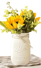 Painted Mason Jar Centerpieces for Tables, Rustic Mason Jars for Wedding Centerpieces Flowers, Choose Quantity & Color, Artificial Flowers are Optional, Rustic Bridal Shower Flower Centerpieces Boho Viva's Flower Shop