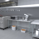 14" x 84" Open Base Stainless Steel Work Table | Residential & Commercial | Food Prep | Heavy Duty Utility Work Station | NSF AmGood