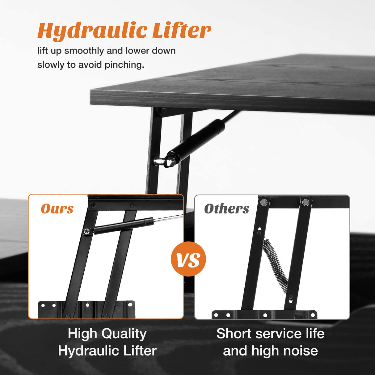 Sweetcrispy Coffee Table Black, Lift Top Coffee Tables for Living Room, Small Rising Wooden Dining Center Tables with Storage Shelf and Hidden Compartment Sweetcrispy