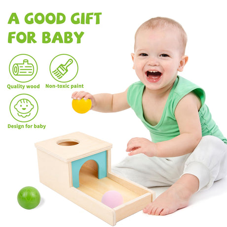 Adena Montessori Wooden Toy for 6-12 Month Baby 3 Balls,Sorting and Stacking Colorful Learning Education Toy for Toddler Kid 1-2 Year Old, Preschool Developmental Girl and Boy Gift Adena Montessori