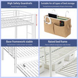 ArisingAsia Twin Over Twin Triple Bunk Beds with Trundle, Metal Bunkbeds with Ladder and Full-Length Guardrail, Noise Free, No Box Spring Needed ArisingAsia