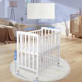 Flwrgirl Baby Bassinets Bedside Sleeper - Pine Wood Bassinet Bedside Sleeper,6 Heights Bedside Bassinet for Baby,Co Sleeper for Baby in Bed with Mattress,Baby Bedside Bassinet Crib,White Flwrgirl