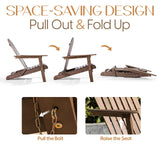 IDZO Set of 2 Outdoor Wooden Folding Adirondack Pre-Assembled BackRest, Wood Patio Chair for Garden Backyard Porch Pool Deck Firepit IDZO