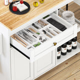 JassmiPkwy 77.8'' Rolling Kitchen Island with Extendable Dining Table for 2-4, 2 in 1 Kitchen Islands Cart on Wheels, Storage Cabinet with Drawer, 2-Tier Storage Shelf, White JassmiPkwy