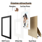Picrit 11x14 Picture Frame Set of 12, Photo Display 8x10 with Mat or 11x14 Without Mat for Wall Mounting or Table Top Display, Black. Picrit