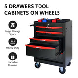 nifoti 5 Drawers Tool Cart on Wheels, Multifunctional Rolling Tool Chest Tool Storage, Drawers Rolling Tool Trolley Organizer Tool Case for Warehouse, Garage, Workshop, Repair Shop (5 Drawers-30.5"H) nifoti