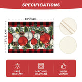 Artoid Mode Red Black Buffalo Plaid Holly Pine Cones Christmas Balls Placemats Set of 4, 12x18 Inch Seasonal Winter Table Mats for Party Kitchen Dining Decoration Artoid Mode
