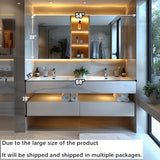 ZGNBSD Bathroom Vanity with Sink - Double Sink Bathroom Vanity, Wall Mounted Bathroom Sink Cabinet & LED Smart Defogger Mirror Cabinet Combination, Floating Vanity (Single B, 60") ZGNBSD