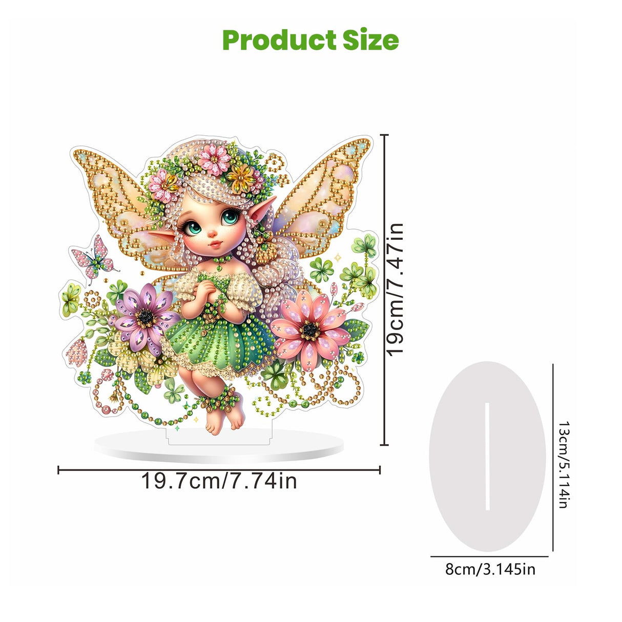 MOGTAA Fairy Diamond Art Desktop Ornaments Kits for Adults, DIY Flowers Diamond Art Painting Tabletop Ornament Kit, Special Shaped Crystal Gem Art Crafts for Home Office Table Decor Gift MOGTAA