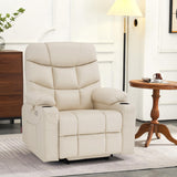 MCombo Power Lift Recliner Chair, 2 Cup Holders, USB Ports for Elderly People, Faux Leather 7288 (Cream White, Medium-Regular) MCombo