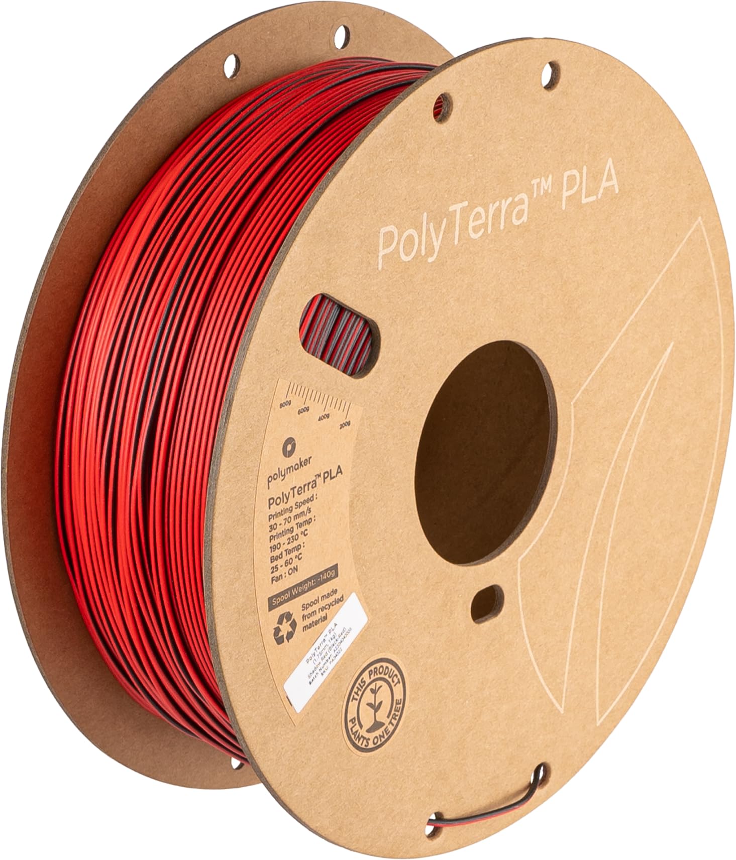 Polymaker Dual Color Matte PLA Filament 1.75mm Black-Red, Coextrusion 1.75 PLA 3D Printer Filament 1kg - Experience a Unique Dichromatic Matte Finish with PolyTerra PLA 1.75mm (+/- 0.03mm) - WoodArtSupply