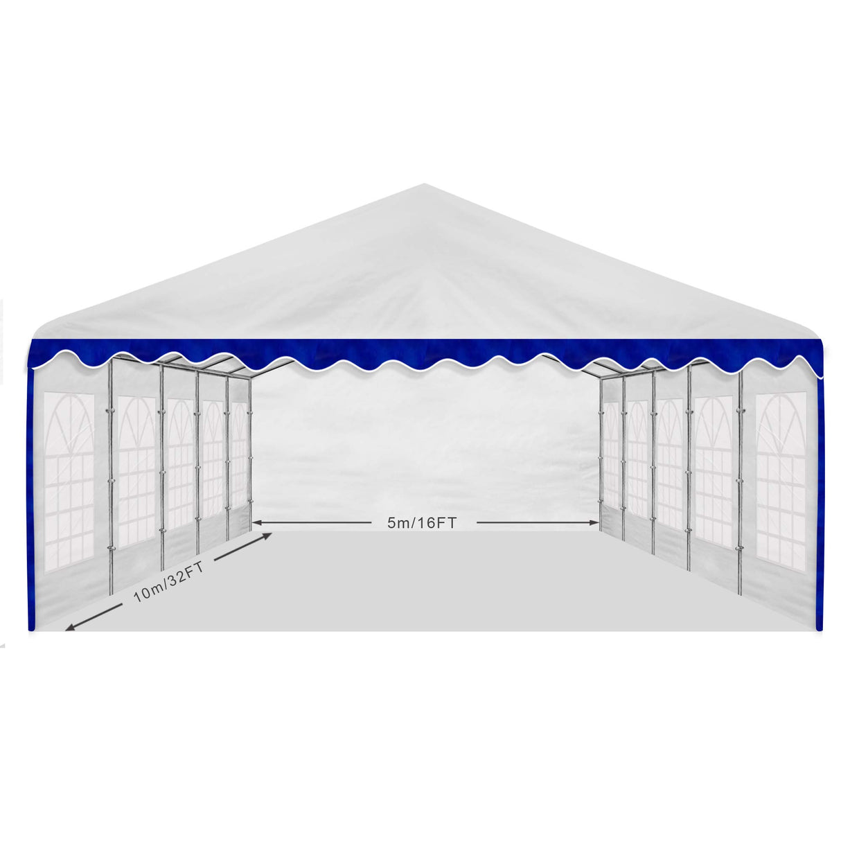 AMERICAN PHOENIX Party Tent 16x32 Heavy Duty Large White Canopy Commercial Fair Shelter Wedding Events Tent - White with Blue AMERICAN PHOENIX