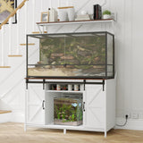 VOWNER Farmhouse Reptile Tank Stand with Power Outlet, 48" X 24" Tabletop Fits up 120 Gallon Bearded Dragon Tank, Heavy Duty Aquarium Stand with Storage Cabinet, Reptile Turtle Terrarium Stand White VOWNER