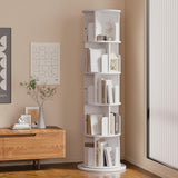MXV Rotating Bookshelf, 360 Display 5 Tier, Small Corner Bookshelf for Small Space, Floor Standing Bookcase Storage Rack, Wood Narrow Book Shelf Organizer for Bedroom, Living Room, White MXV