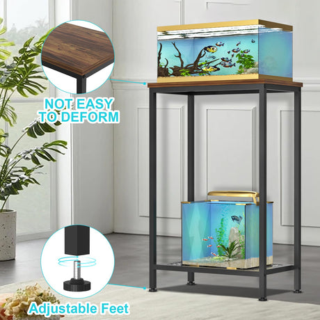 VANVERB 10 Gallon Fish Tank Stand, 2-Tier Small Aquarium Stand 5-10 Gallon, Metal Reptile Breeder Turtle Terrarium Stand Rack Plant Stand for Home Office, Load 350lbs, 20.86" L x 11.81" W x 32.08" H, Black VANVERB