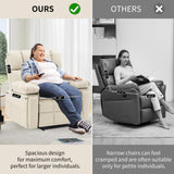 Zuacs Big Tall Man Lay Flat Recliner with Massage Heat, Extra Wide Power Lift Recliner Chair for Elderly,Adjustable Headrest,Extended Footrest, USB Ports,Type C,Hidden Cup Holders,Storage Boxes,Beige Zuacs