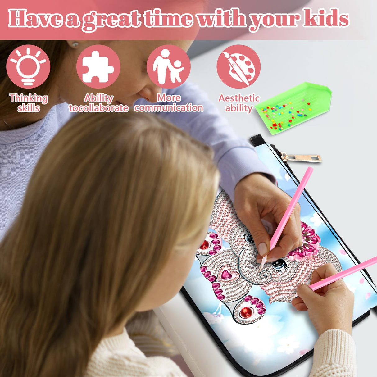 5D DIY Diamond Art Purses Diamond Art Kits for Adults, Elephant Shoulder Makeup Bag Chain Leather Clutch Purse, Holiday Birthday ﻿ POETRYDRAW