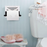 Autumn Alley White Farmhouse Toilet Paper Holder Wall - Farmhouse Bathroom Decorative Accessories Country - White Washed Wood, Galvanized Metal & Matte Black Metal - Adds Rustic Bathroom Charm Autumn Alley