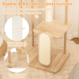 Tangkula Wooden Cat Tree, 50 Inch Tall Cat Tower with Solid Oak & Beech Wood Frame, Scratching Posts & Board, Perch, Pompom Ball, Cat Activity Center, Modern Cat Tree for Indoor Cats Large Adult Tangkula