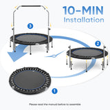 DUMOS 40" Rebounder Trampoline for Adults with Handle, Exercise Trampoline Foldable Indoor Mini Rebounders with Adjustable Bar for Workout Fitness Max Load 330lbs DUMOS