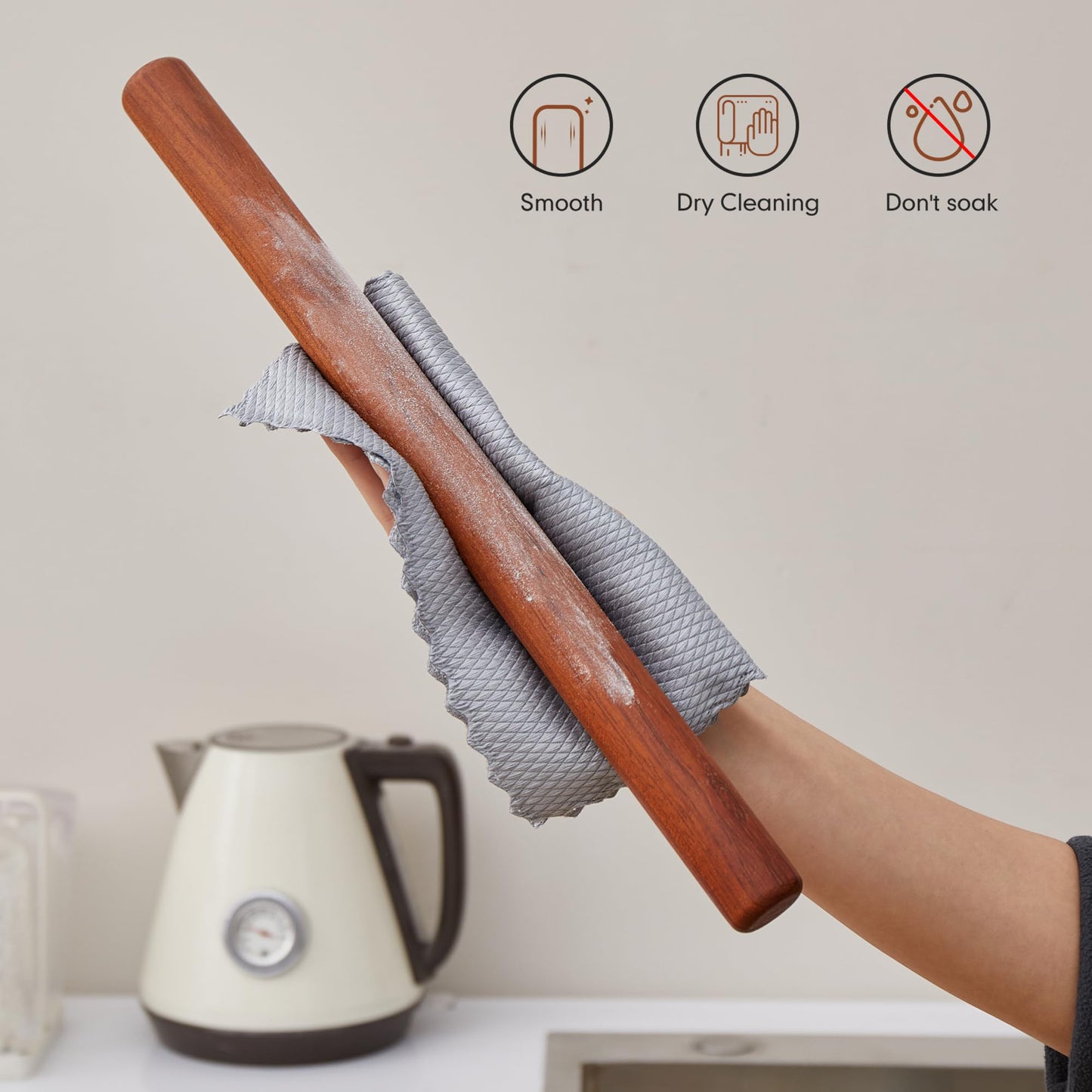 Wood Rolling Pins for Baking- Fulimax 16" Classic Wooden Rolling Pin for Dough, Rodillo Para Masa for Fondant Pizza Pie Crust Cookie Pastry Pasta, Baking Essentials, Rosewood