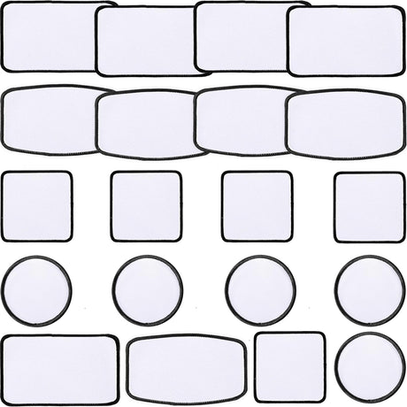 iFForce Sublimation Patches - Iron-on Blank Patches 4 Shapes for DIY Hats Jeans - Self Adhesive Stick to Cosmetic Bags Mobilephone Computer (20pcs Black Border) iFForce