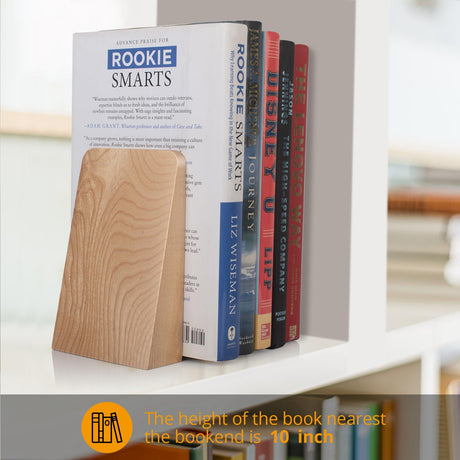 DRELIFAM Ash Wood Book Ends Heavy Duty Handmade Book Ends for Shelves Decorative Bookends to Hold Heavy Books (Ash Wood Small) DRELIFAM
