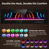 Zionheat 60 inches Electric Fireplace-Wall Fireplace for Living Room-Fireplace Freestanding/Inserts/Wall Mounted with Remote Control, Timer, Dimmer, 12 Flame Colors, 750/1500W, Ultra Thin Zionheat