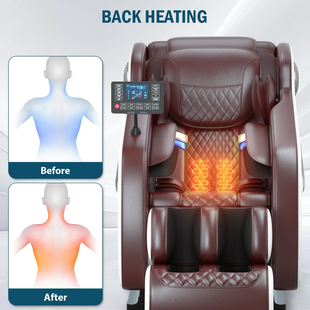 AVSAMOQ Massage Chair Full Body, Zero Gravity Massage Chair Recliner with Air Pressure, 8 Fixed Massage Rollers, Heating, Foot Roller, Bluetooth Speaker, for Home Office Men Women (Brown) AVSAMOQ