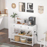 Ecoprsio 47'' Entryway Table with Outlets and USB Ports, Console Table with 3 Drawers, Sofa Table Narrow Long with Storage Shelves for Living Room, Couch, Hallway, Foyer, Kitchen Counter, White Ecoprsio