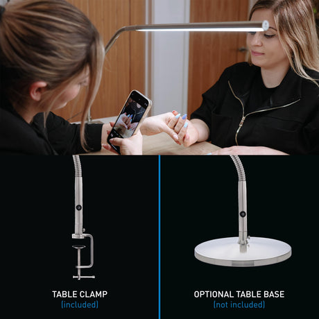 Daylight Company, LLC U35108 Slimline 3 Table Lamp-LED-80 CRI-Eye Care-4 Brightness Levels, 3,000 LUX at 30 cm, 1,065 LUMENS-4 Step DIMMER Mode, Brushed Steel, 25.6 x 30 x .8 daylight
