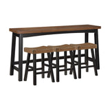 Lexicon 4-Piece Bar Table Set with 3 Saddle Stools for Small Kitchens and Living Spaces, Black/Brown Lexicon