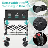 Sekey Collapsible Wagon Cart Foldable with 220LBS Weight Capacity, Lightweight Portable Folding Grocery Shopping Cart with Wheels for Camping Sports Beach and Shopping.Black Sekey
